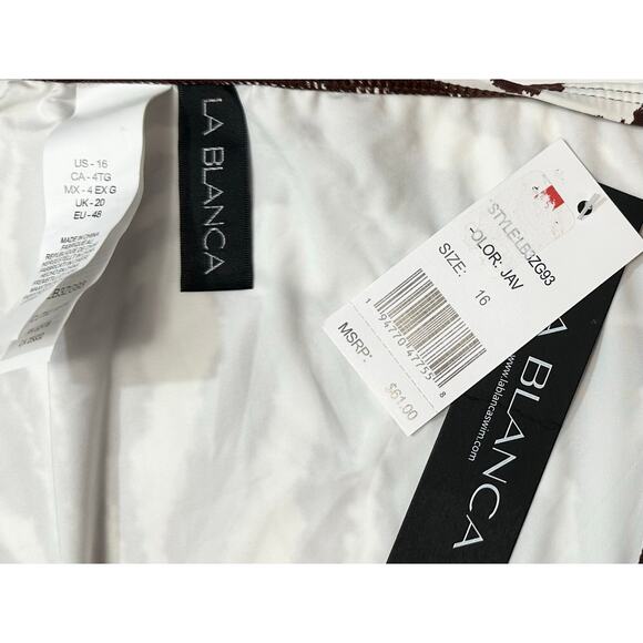 2/$30 NWT La Blanca Fierce Lines Hipster Bikini Bottom Java Animal Print Size 16 - Picture 6 of 8